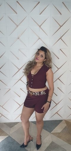 Conjunto Top Cropped E Shorts Saia Curto Feminino Top Bojo