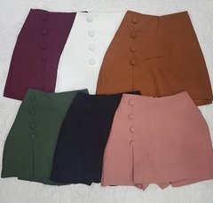 Shorts Saia Bengaline Com Botões Kit Com 5 Peças