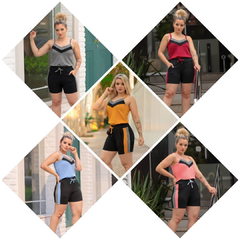 Conjunto Feminino blusa xadrez Shorts Kit 3 conjuntos m,g,gg - comprar online