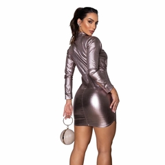 Vestido metalico Nataly Bloqueira Manga Longa - comprar online