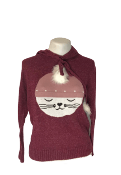 Blusa Manga Longa Tricot Estampada Pompom Quentinha Inverno na internet