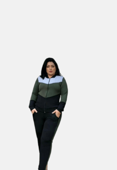 Conjunto Malha crepe Inverno Plus Size Blusa zíper Calça - comprar online