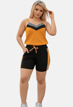 Conjunto Conjuntinho Malha Crepe de Alça e Shorts Xadrez - comprar online