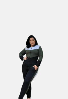 Conjunto Malha crepe Inverno Plus Size Blusa zíper Calça - loja online