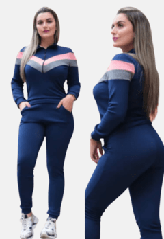 Conjunto Quentinho Blusa De Frio com ziper na gola e Calça Malha Crepe