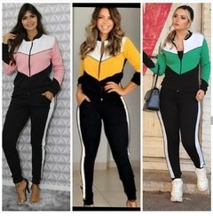 Conjunto Feminino Calça E Blusa Manga Longa com zíper Tecido Crepe - - loja online