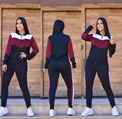 Conjunto Feminino Calça E Blusa Manga Longa com zíper Tecido Crepe - - comprar online