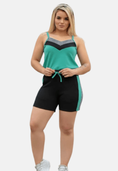 Conjunto Conjuntinho Malha Crepe de Alça e Shorts Xadrez - Summer Body Brazil comercio de roupas Ltda