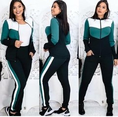 Conjunto Feminino Calça E Blusa Manga Longa com zíper Tecido Crepe - na internet