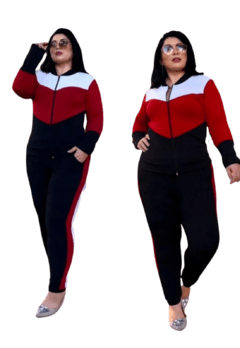 Conjunto Malha crepe Inverno Plus Size Blusa zíper Calça na internet