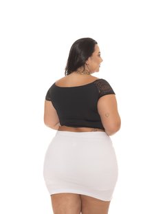 Short Saia Feminino Cintura Alta Plus Size branco Bengaline - Summer Body Brazil comercio de roupas Ltda