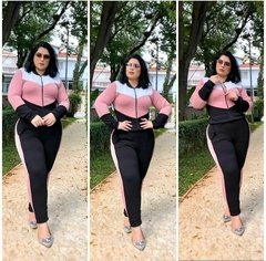 Conjunto Malha crepe Inverno Plus Size Blusa zíper Calça na internet