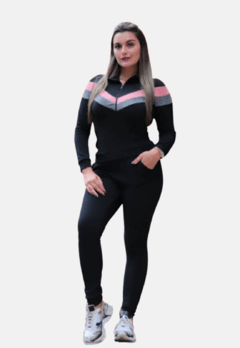 Conjunto Quentinho Blusa De Frio com ziper na gola e Calça Malha Crepe