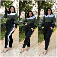 Conjunto Malha crepe Inverno Plus Size Blusa zíper Calça - Summer Body Brazil comercio de roupas Ltda