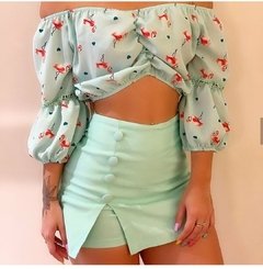 Shorts Saia com Fenda e Botões Tecido Bengaline - Summer Body Brazil comercio de roupas Ltda
