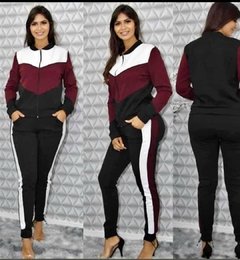 Conjunto Feminino Calça E Blusa Manga Longa com zíper Tecido Crepe - na internet