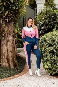 Conjunto Feminino Calça E Blusa Manga Longa com zíper Tecido Crepe - na internet