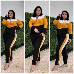 Conjunto Malha crepe Inverno Plus Size Blusa zíper Calça - loja online