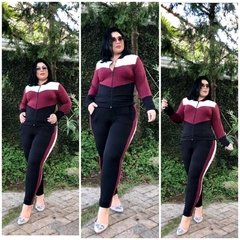 Conjunto Malha crepe Inverno Plus Size Blusa zíper Calça - loja online