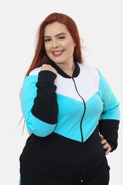 Conjunto Malha crepe Inverno Plus Size Blusa zíper Calça - loja online