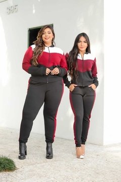 Conjunto Malha crepe Inverno Plus Size Blusa zíper Calça