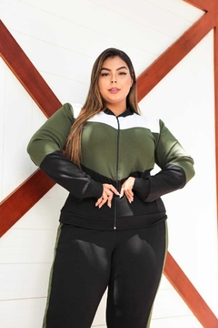 Conjunto Malha crepe Inverno Plus Size Blusa zíper Calça - comprar online