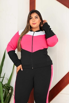 Conjunto Malha crepe Inverno Plus Size Blusa zíper Calça - loja online