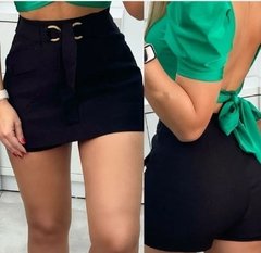 Imagem do Shorts saia bengaline laço amarrar argola botões bolso