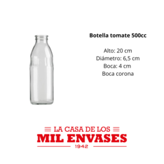 Botella tomate x500cc cor sin tapa x20 unidades - comprar online