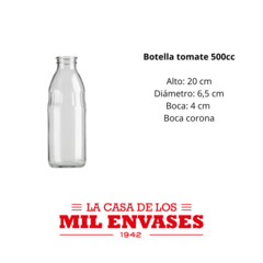 Botella tomate x500cc con tapa corona x20 unidades - comprar online