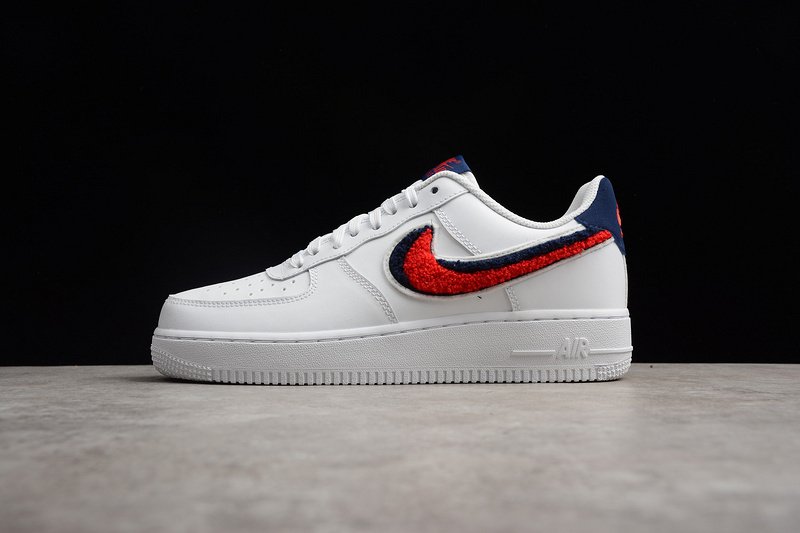 Air force 1 low 3d chenille swoosh white red blue sales