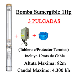 Bomba Sumergible 3 Pulgadas 1Hp Con Tablero y Cable Sail World