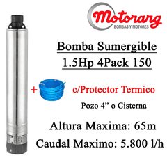 Bomba Sumergible Motorarg 1.5Hp 4Pack 150