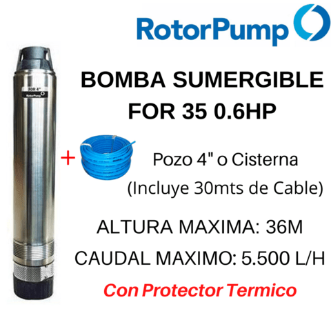 Bomba Sumergible Rotor Pump 0.6 Hp FOR 35