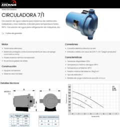 Bomba Circuladora de Calefacción Rowa 7/1 en internet