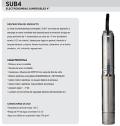 Bomba Sumergible Motorarg 1Hp Sub4 100 Monofasica Arranque Directo en internet