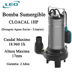 Bomba Sumergible Desagote Cloacal Leo 1Hp