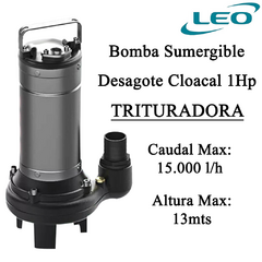 Bomba Sumergible Desagote Cloacal Leo 1Hp Trituradora