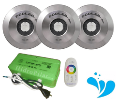 Combo Pooled - 3 Luces Nazar RGBW Inoxidable + Trafo con Control