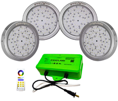 Combo Poolight - 4 Luces RGBW Inoxidable + Trafo Con Control