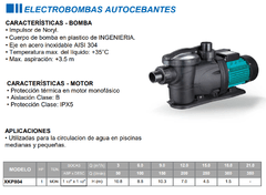 Bomba Autocebante Pileta Leo 1hp 18.000l/H Monofasica - comprar online