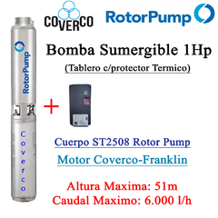 Bomba Sumergible 1Hp St2508 Rotor Pump Coverco Con Tablero