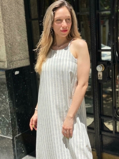 vestido de lino rayado - comprar online