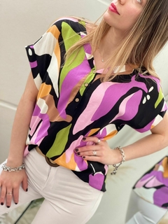 blusa de lino estampada - comprar online