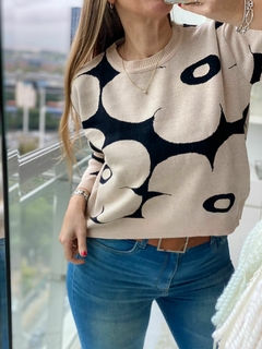 Sweater de bremer doble hilado flores gigantes