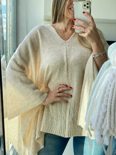 poncho de mohair cuello reversible (recto o cuello v) - comprar online