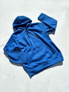 Buzo HOODIE LISO azul -algodón frizado- ☁