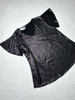 Blusa ESCOTE V -lino con glitter- ❤