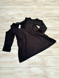 Blusa manga larga con PUNTILLAS- modal viscosa-♥