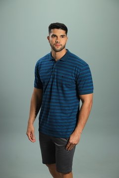 Camisa Polo Listrada Azul 2312 na internet